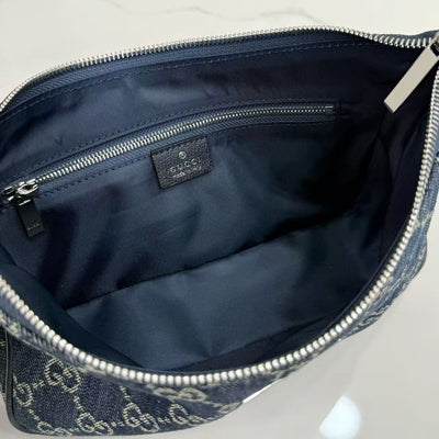 Dark blue washed GG denim