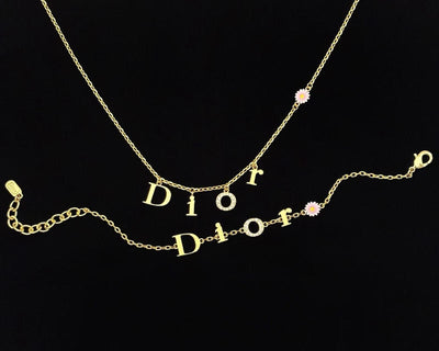 Dio*r Pink Daisy Letter Logo Bracelet/Necklace
