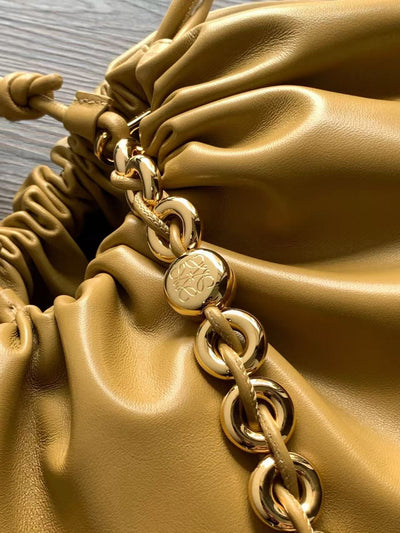 The new star's same large soft nappa sheep leather Flamenco Purse handbag