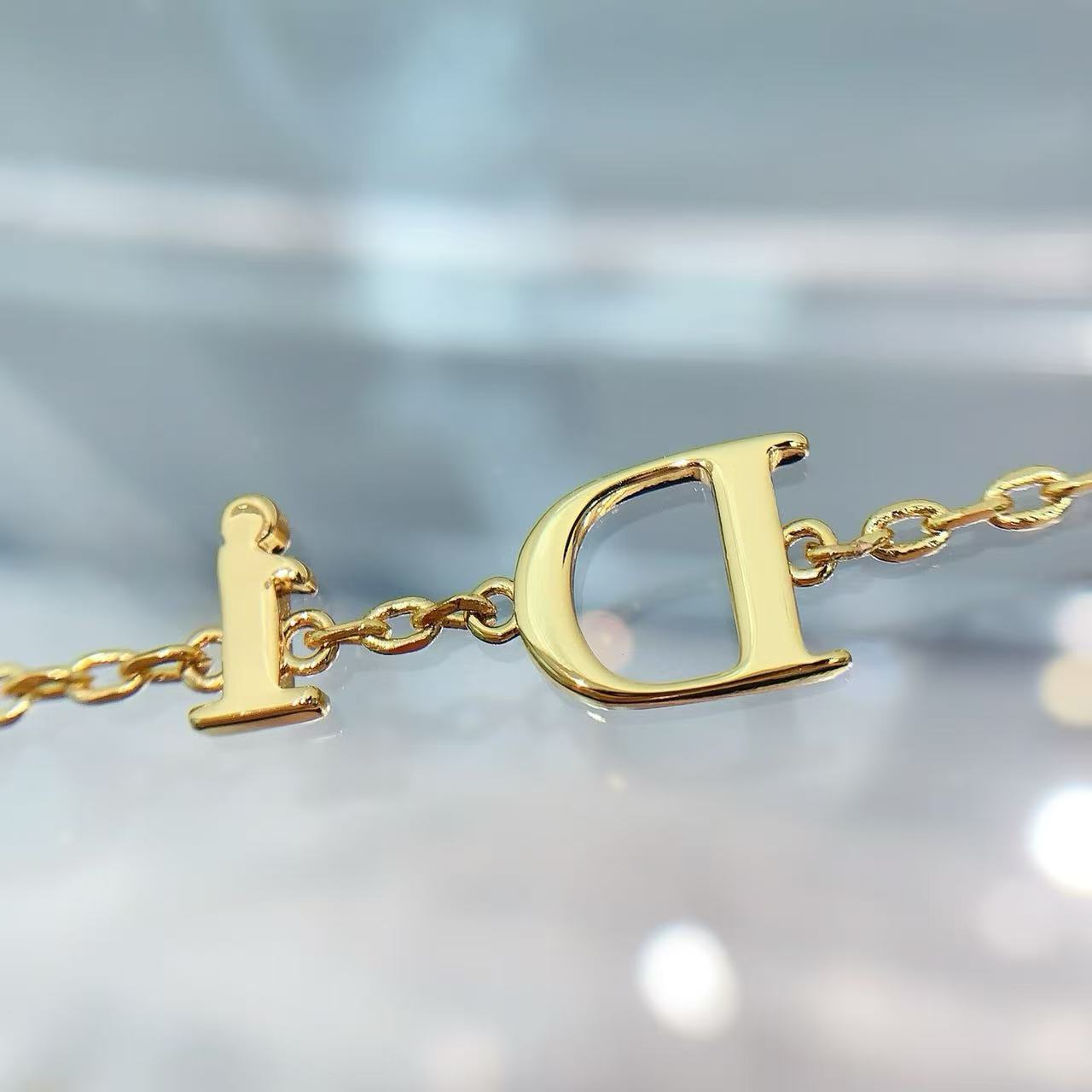 Dio*r Pink Daisy Letter Logo Bracelet/Necklace