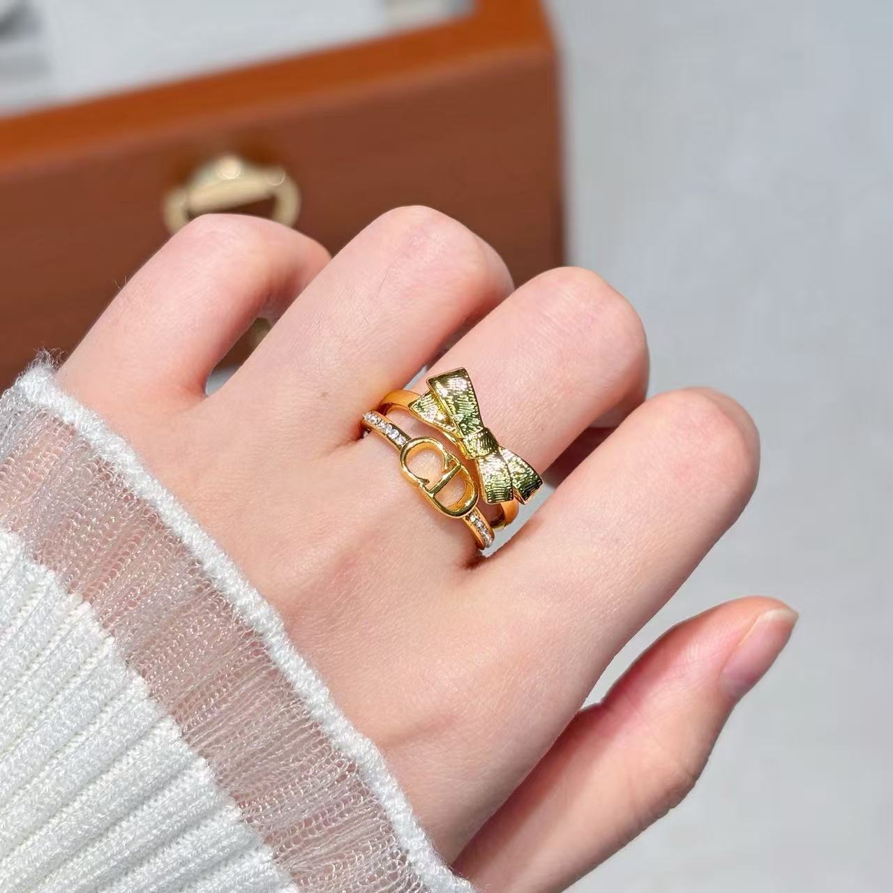Dio*r CD Bow Double Ring