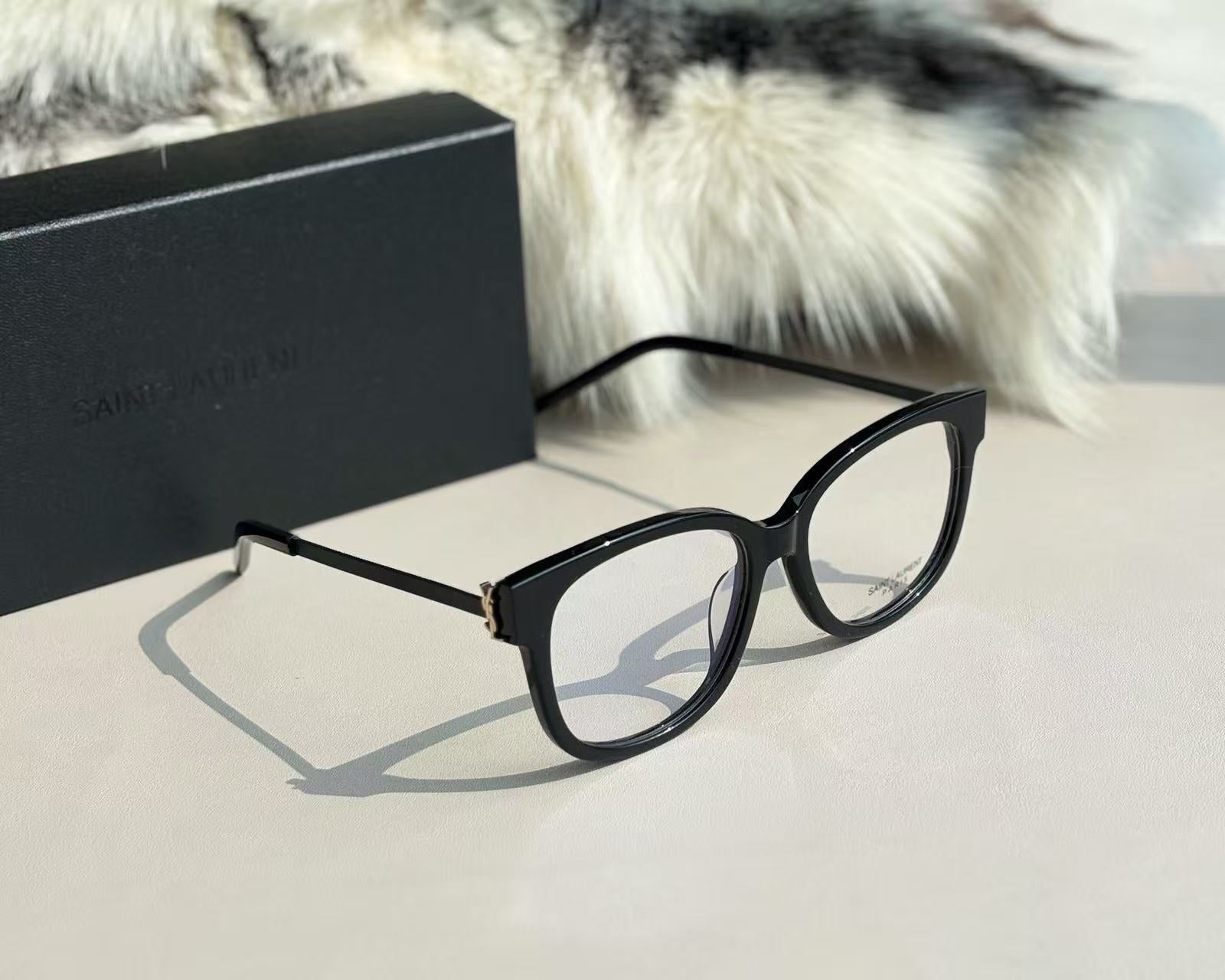 Sain*t Lauren*t Capsule Series SL M480 AF Square Frame Thin Leg Black Gold Optical Glasses