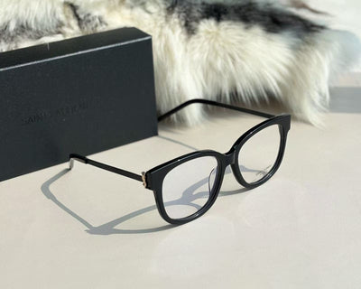 Sain*t Lauren*t Capsule Series SL M480 AF Square Frame Thin Leg Black Gold Optical Glasses