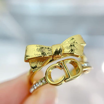 Dio*r CD Bow Double Ring