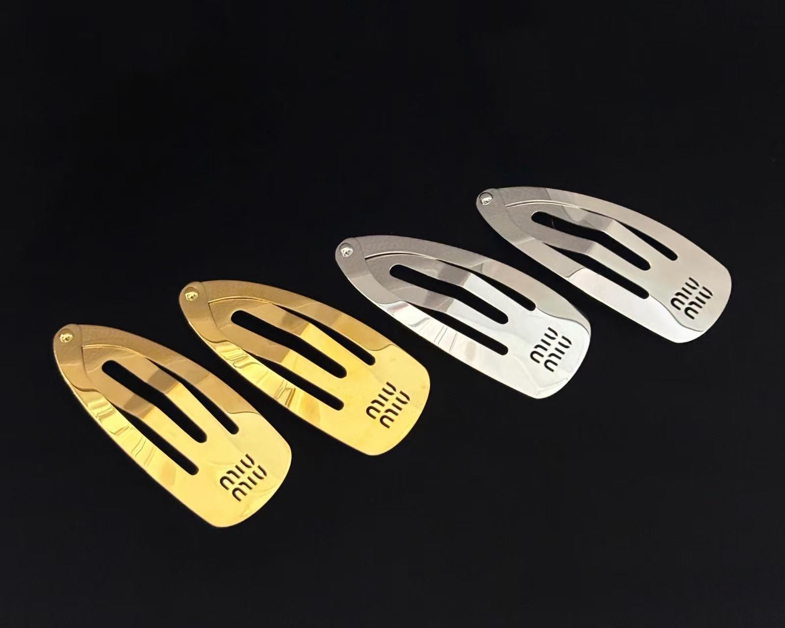 Miumi*u Hollow Logo Metal Side BB Hair Clip