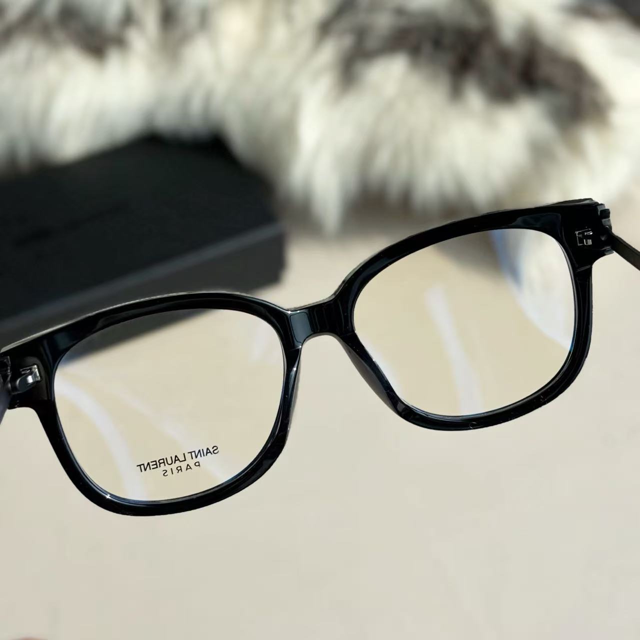 Sain*t Lauren*t Capsule Series SL M480 AF Square Frame Thin Leg Black Gold Optical Glasses