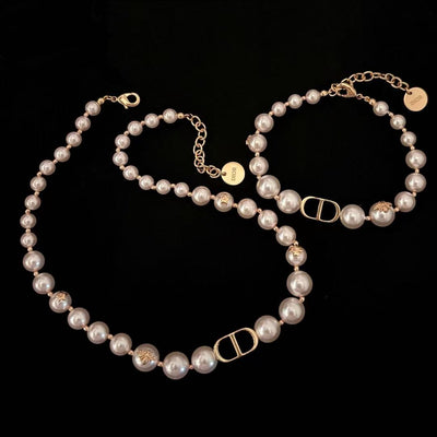 Dio*r 30 Montaigne CD pink pearl short necklace/bracelet