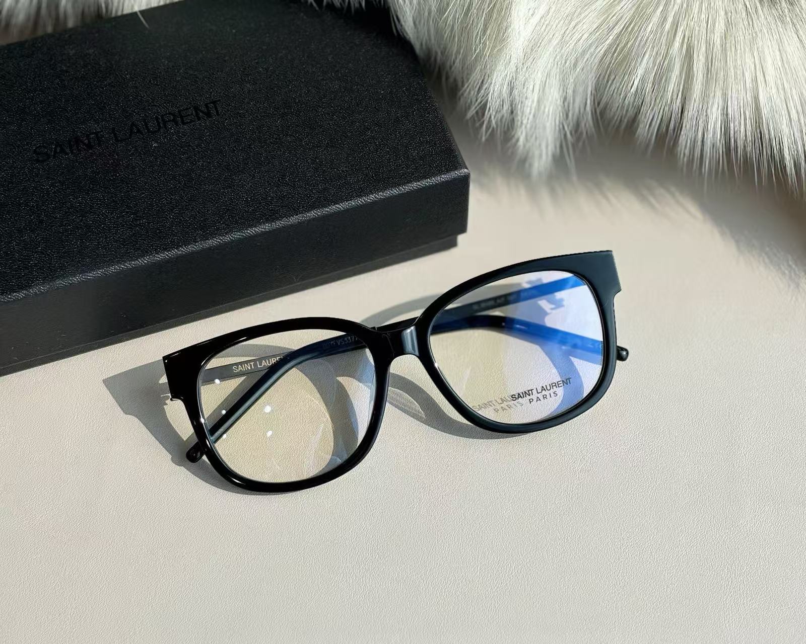 Sain*t Lauren*t Capsule Series SL M480 AF Square Frame Thin Leg Black Gold Optical Glasses