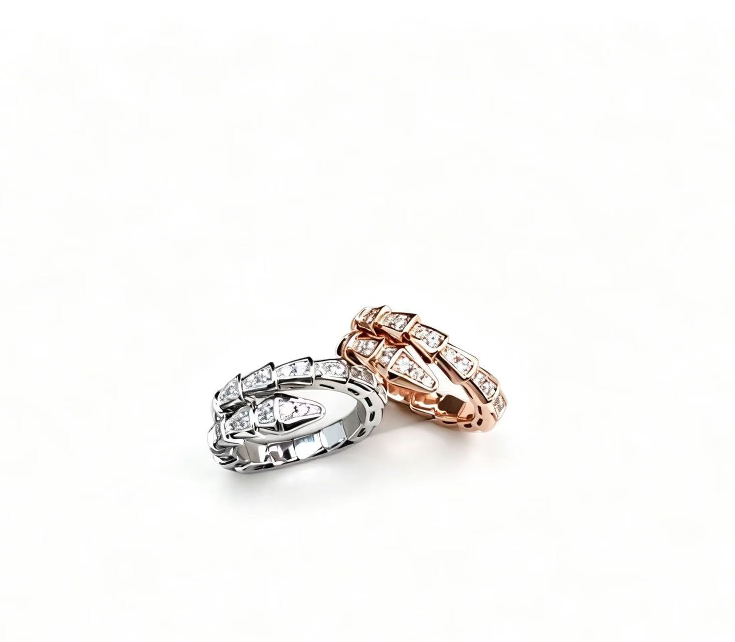 BVLGAR*I SERPENTI VIPER Spirit Snake Full Diamond Ring