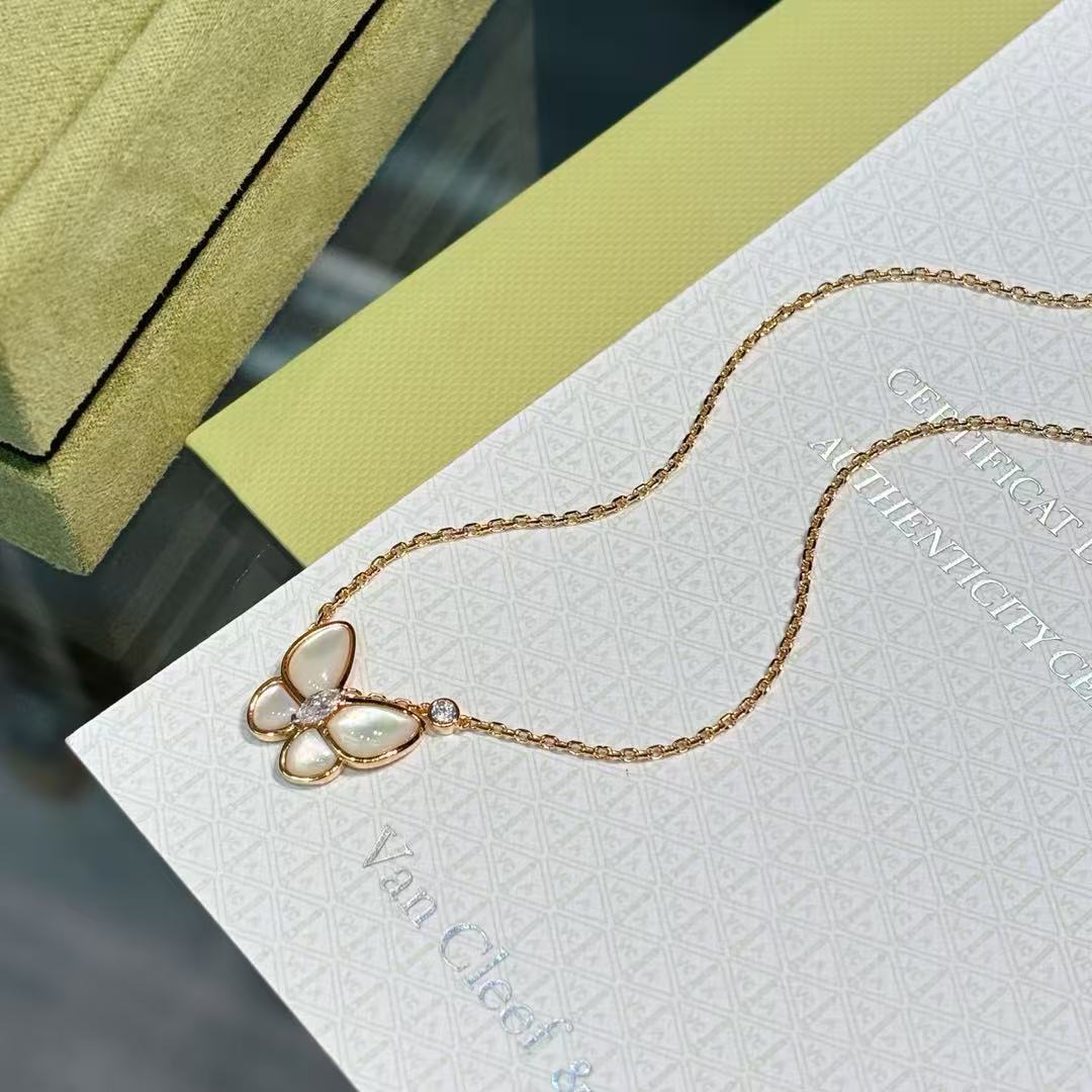 💎V Gold Edition💎Va*n Cleef&amp;Arpels Two Butterfly White Mother Butterfly Series Necklace/Earrings