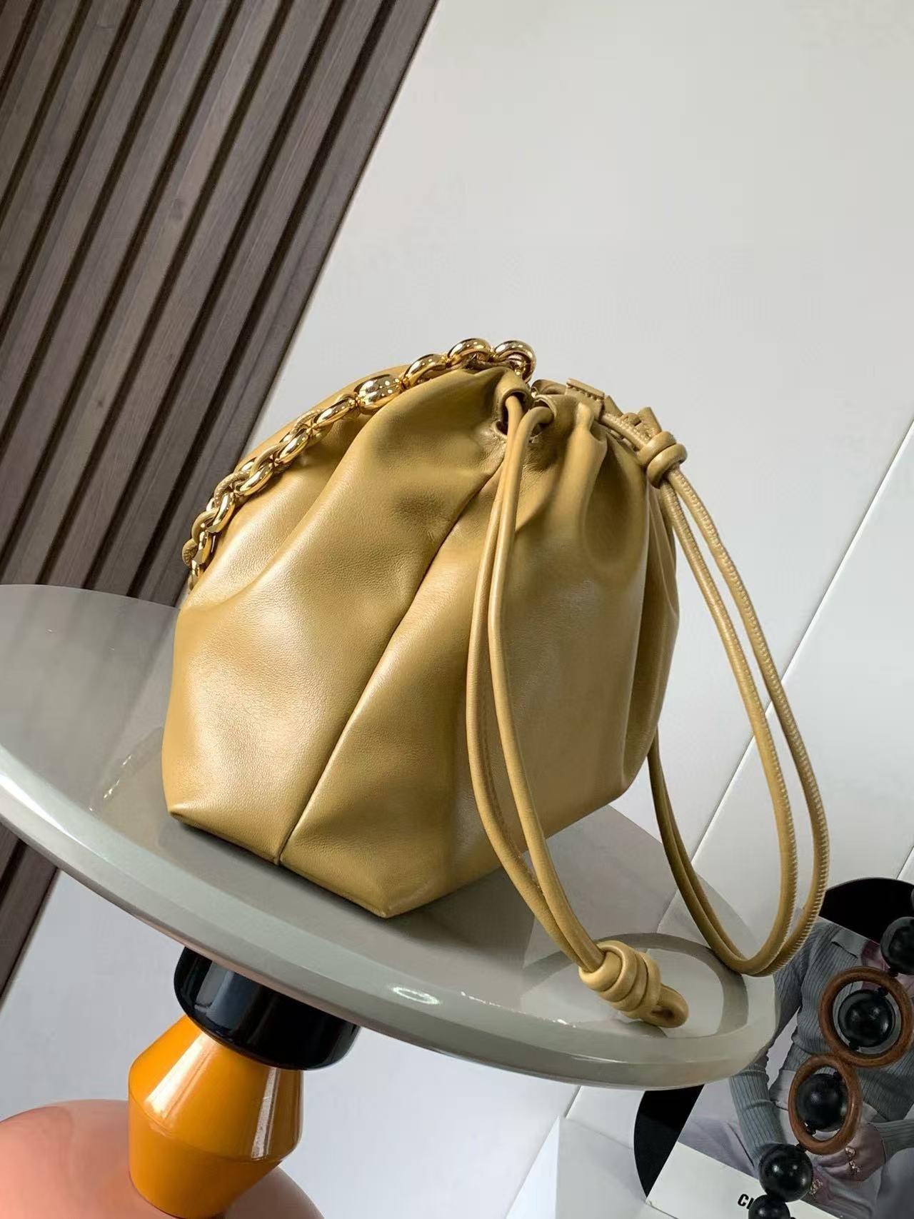 The new star's same large soft nappa sheep leather Flamenco Purse handbag