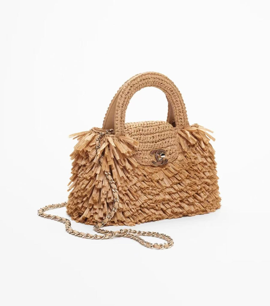26s straw tassel modelling Kelly bag
