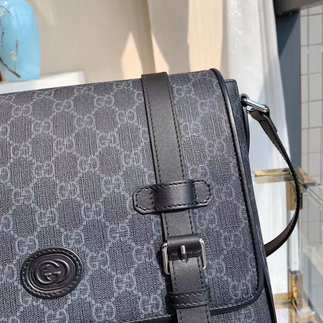 Gucc*i high-end artificial canvas men's 🚹GG postman bag