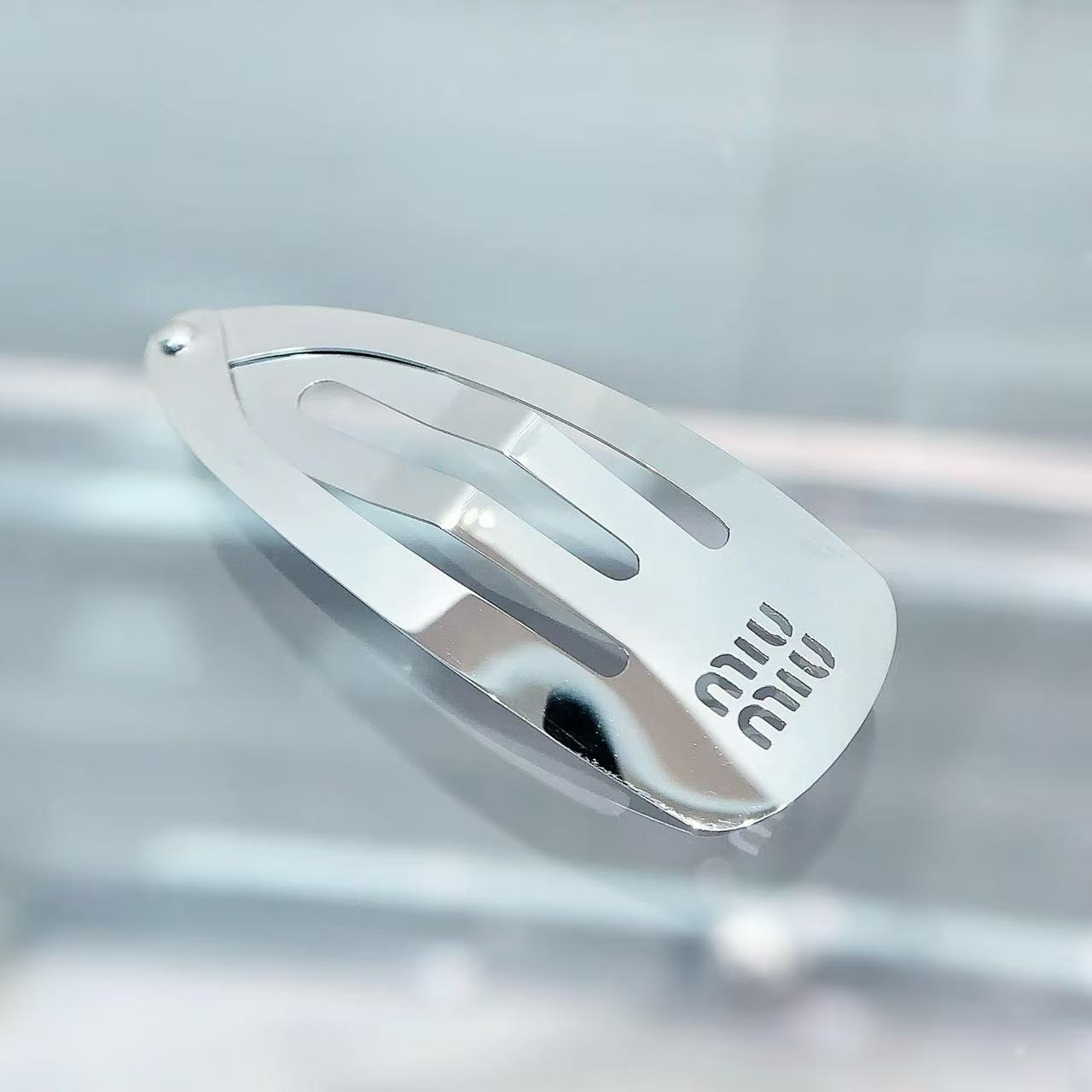 Miumi*u Hollow Logo Metal Side BB Hair Clip