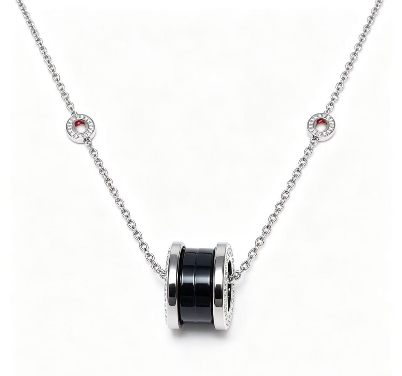BVLGAR*I BLGAR*Li Charity Little Red Man Black Ceramic Black Silver Necklace
