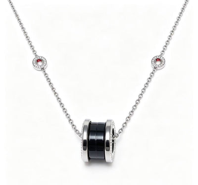 BVLGAR*I BLGAR*Li Charity Little Red Man Black Ceramic Black Silver Necklace