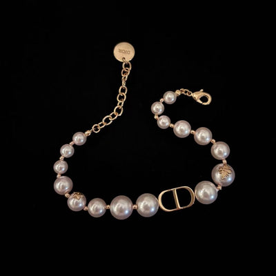 Dio*r 30 Montaigne CD pink pearl short necklace/bracelet