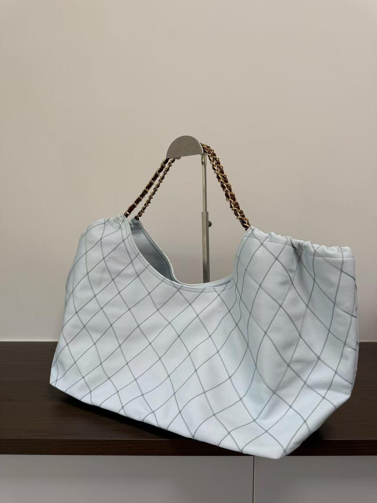 26S light blue canvas beach bag tote bag