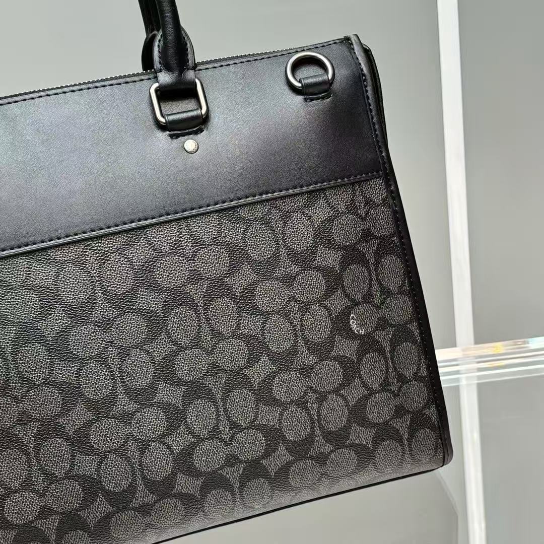 Coac*h Sullivan leather black flower briefcase