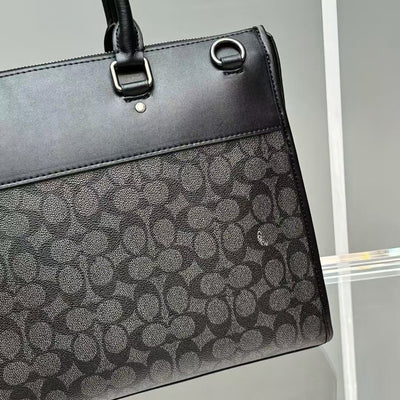 Coac*h Sullivan leather black flower briefcase