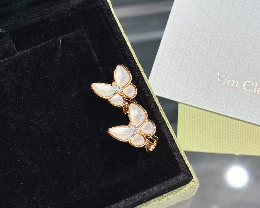 💎V Gold Edition💎Va*n Cleef&amp;Arpels Two Butterfly White Mother Butterfly Series Necklace/Earrings