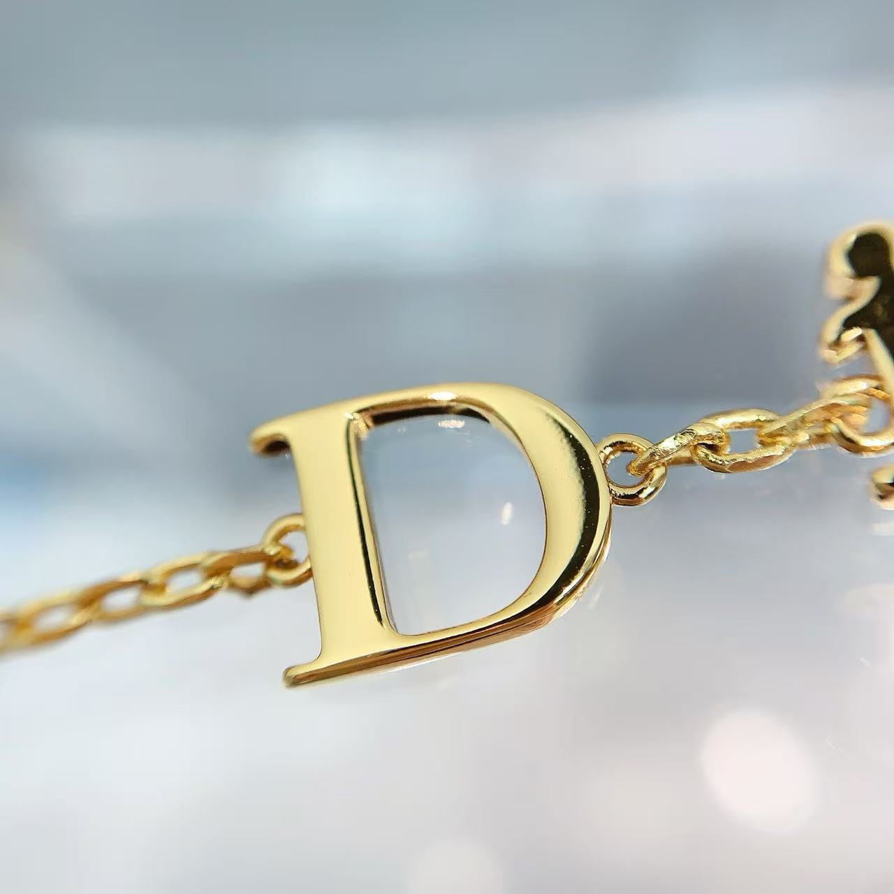 Dio*r Pink Daisy Letter Logo Bracelet/Necklace