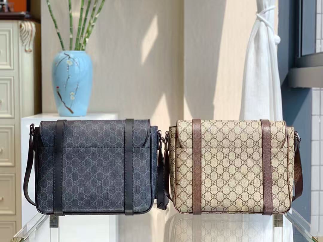Gucc*i high-end artificial canvas men's 🚹GG postman bag