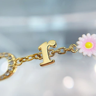 Dio*r Pink Daisy Letter Logo Bracelet/Necklace