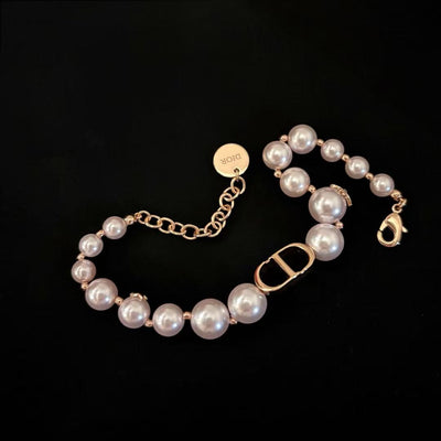 Dio*r 30 Montaigne CD pink pearl short necklace/bracelet