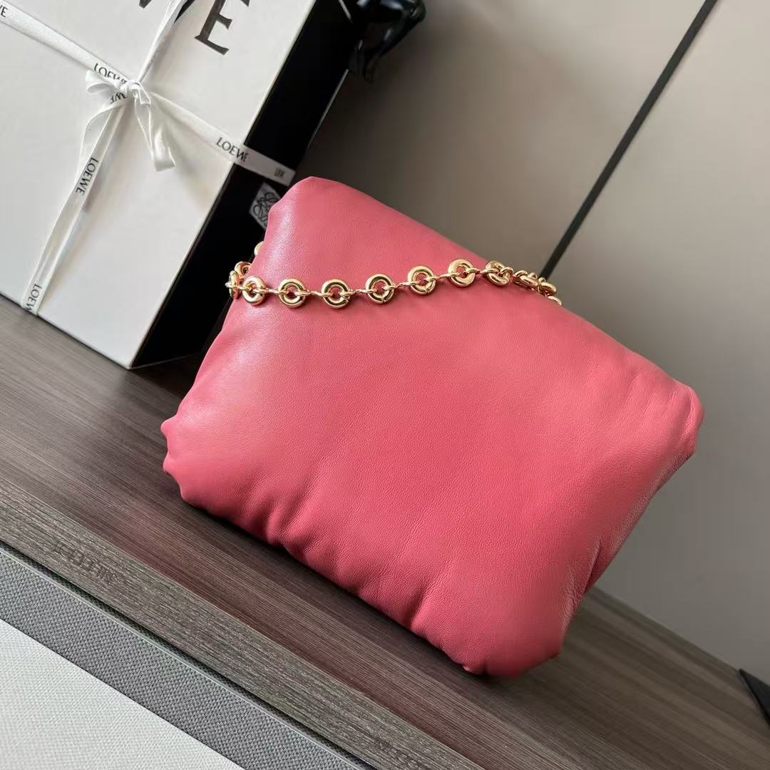 Shiny Nappa Sheep Leather Puffer Goya Handbag