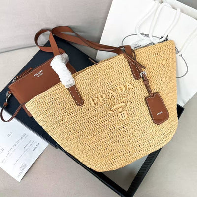 26s straw-knitted shoulder bag