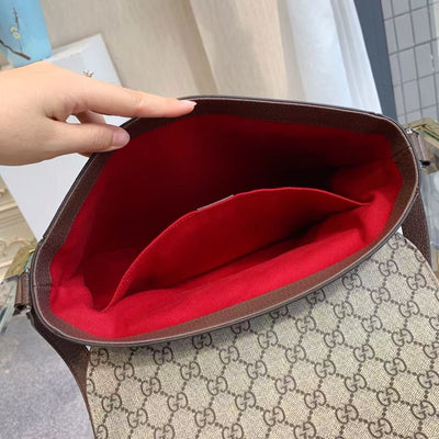 Gucc*i high-end artificial canvas men's 🚹GG postman bag