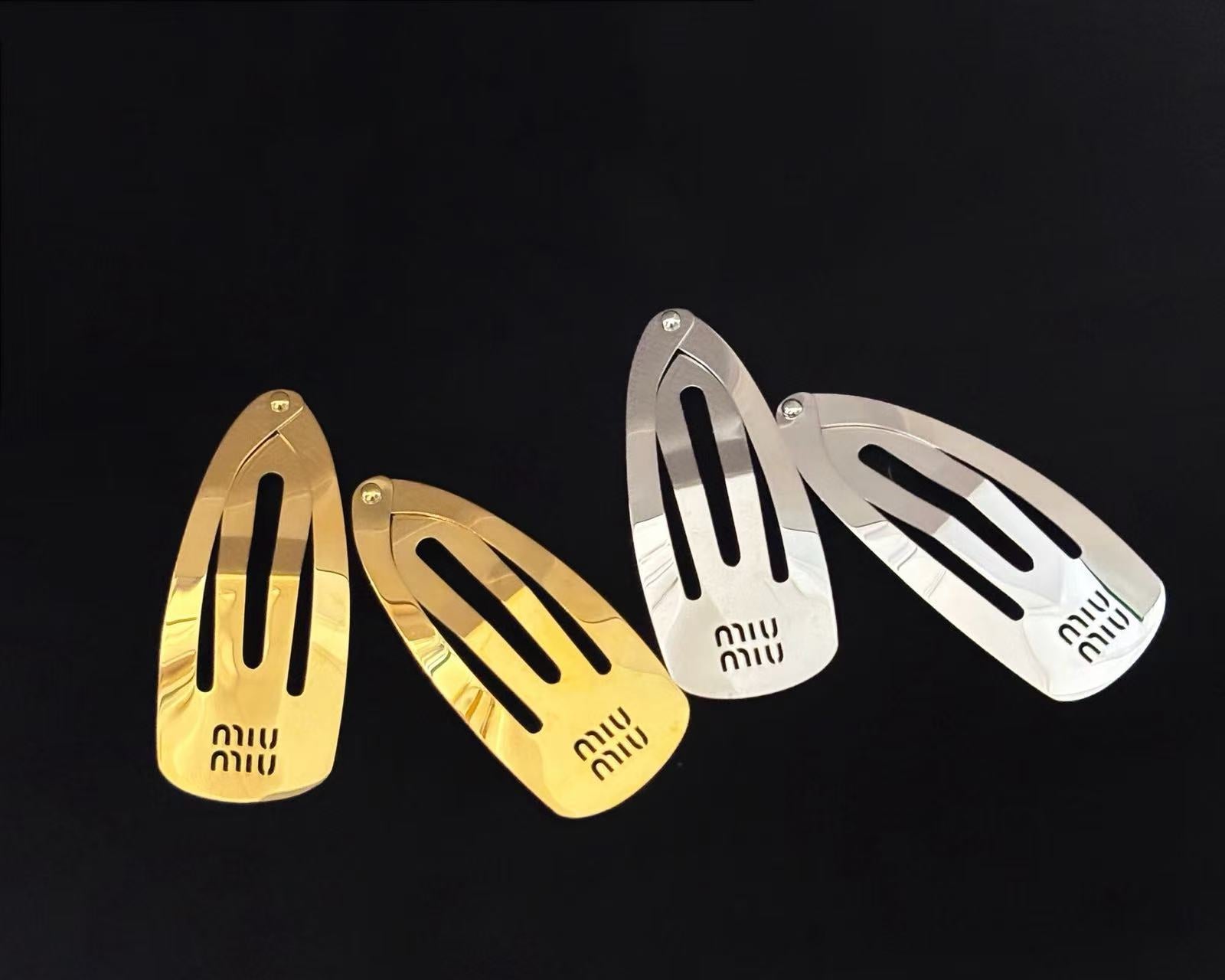 Miumi*u Hollow Logo Metal Side BB Hair Clip