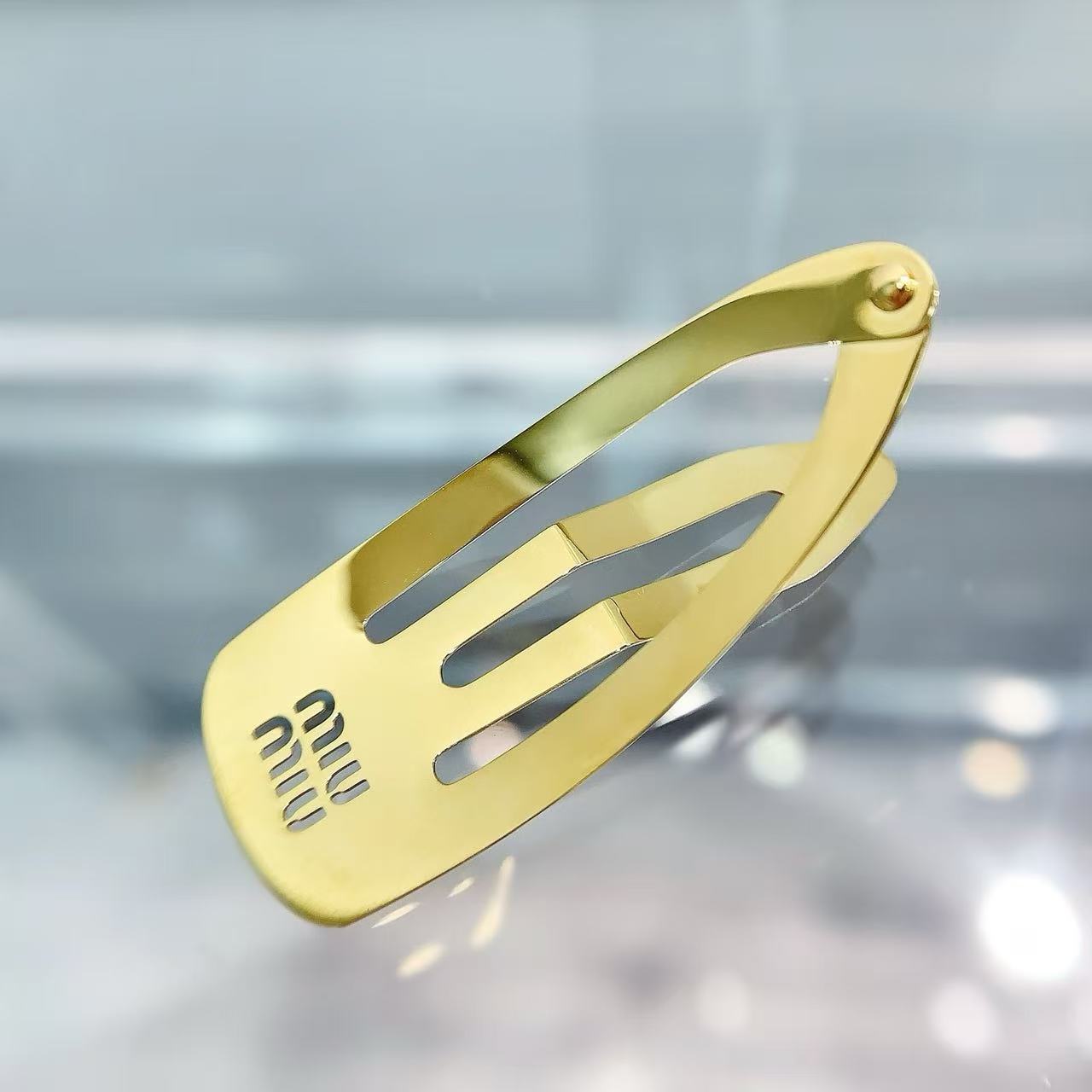 Miumi*u Hollow Logo Metal Side BB Hair Clip