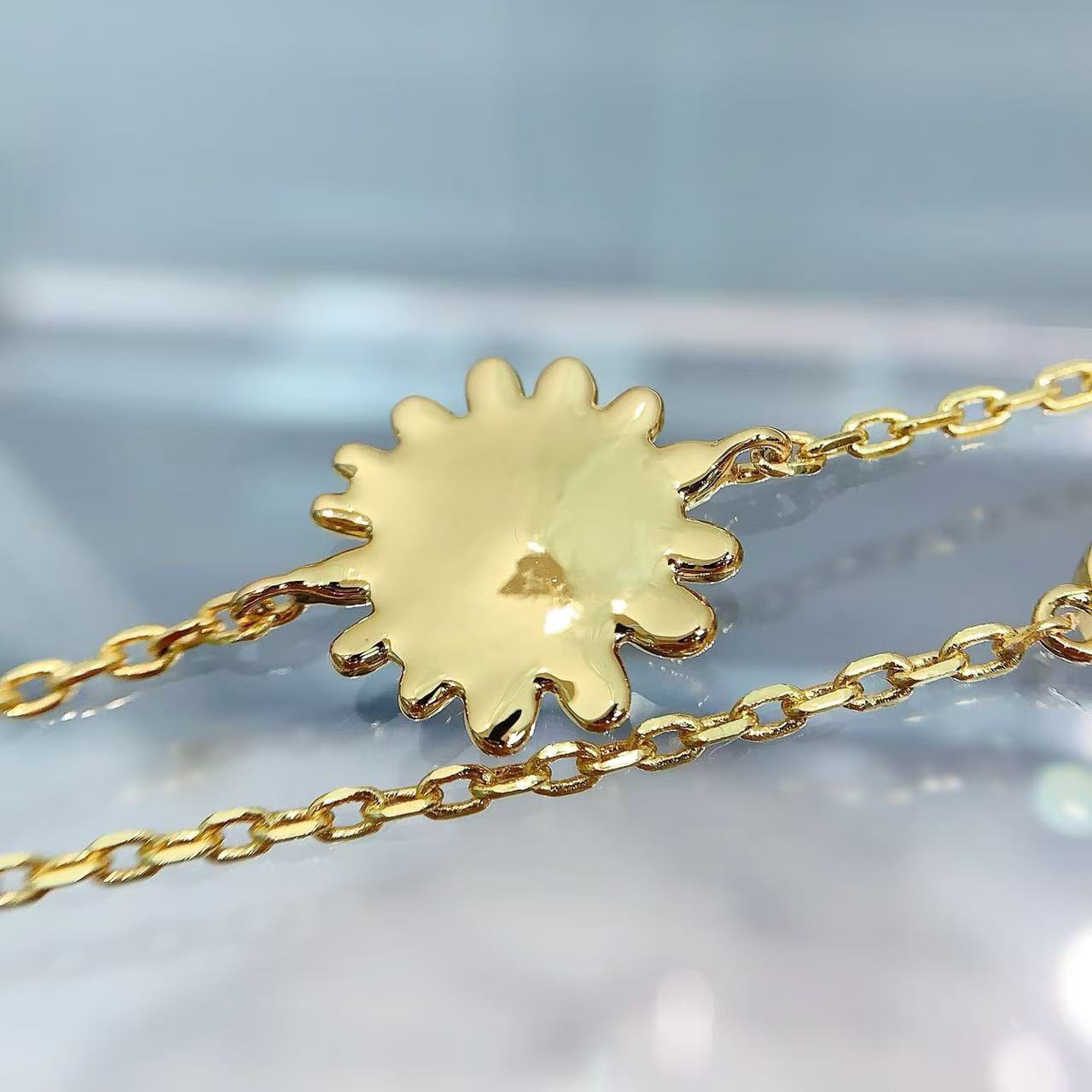 Dio*r CD Multi Flowers Series Metal Daisy CD Double Chain Bracelet/Necklace