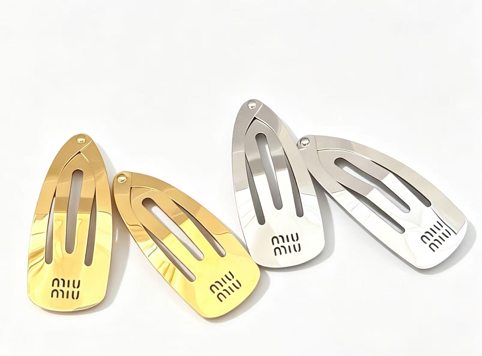 Miumi*u Hollow Logo Metal Side BB Hair Clip