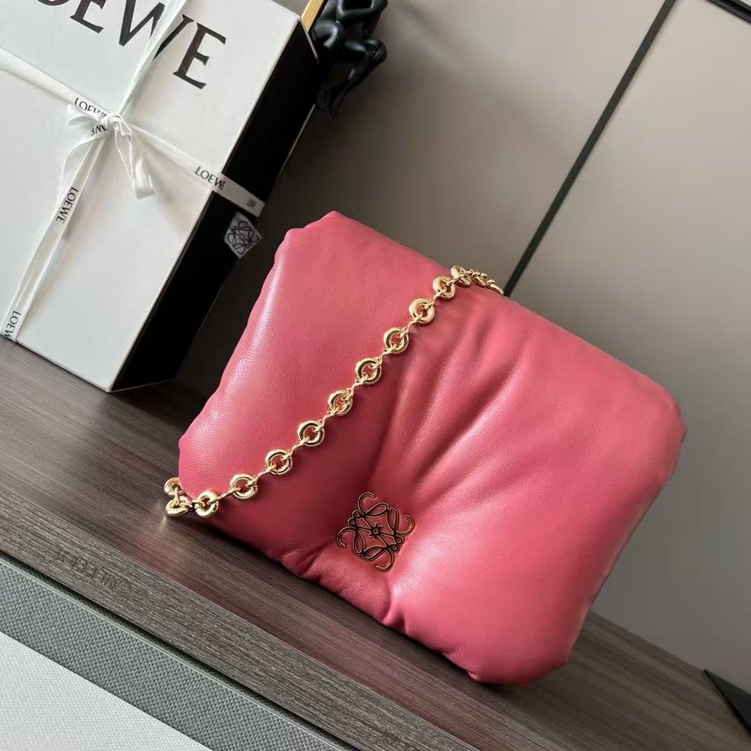 Shiny Nappa Sheep Leather Puffer Goya Handbag