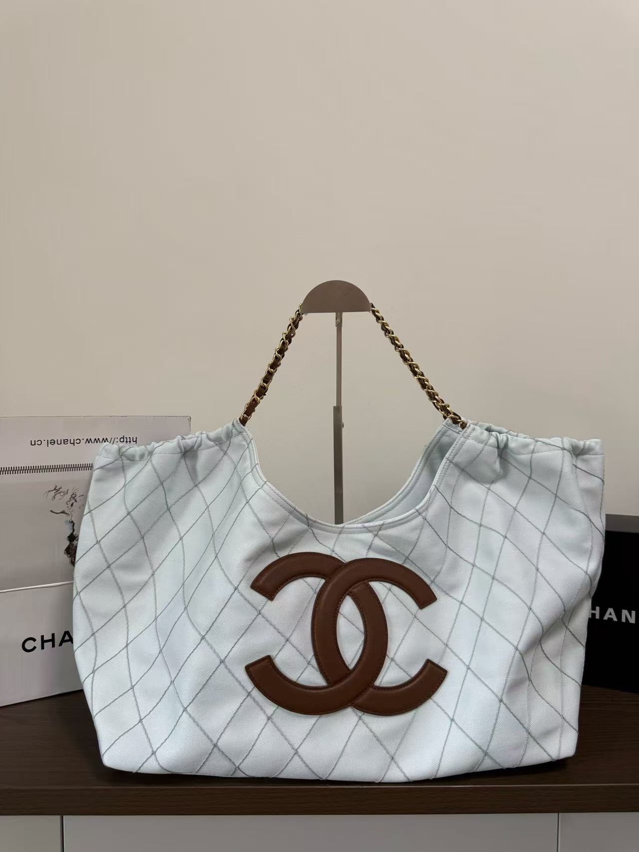 26S light blue canvas beach bag tote bag