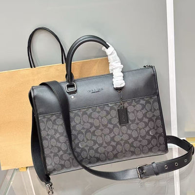 Coac*h Sullivan leather black flower briefcase