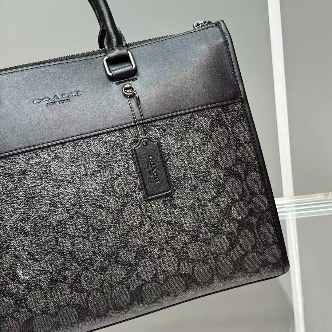 Coac*h Sullivan leather black flower briefcase