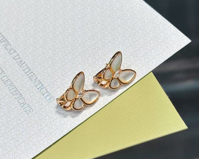 💎V Gold Edition💎Va*n Cleef&amp;Arpels Two Butterfly White Mother Butterfly Series Necklace/Earrings