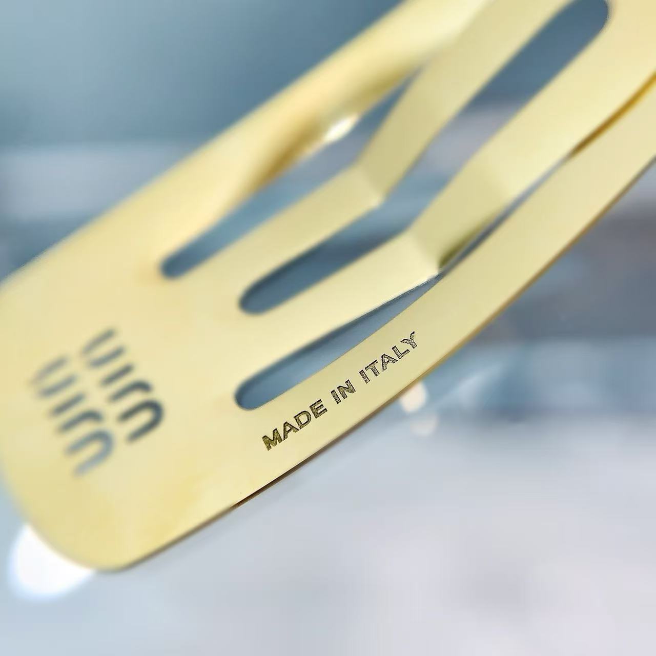 Miumi*u Hollow Logo Metal Side BB Hair Clip