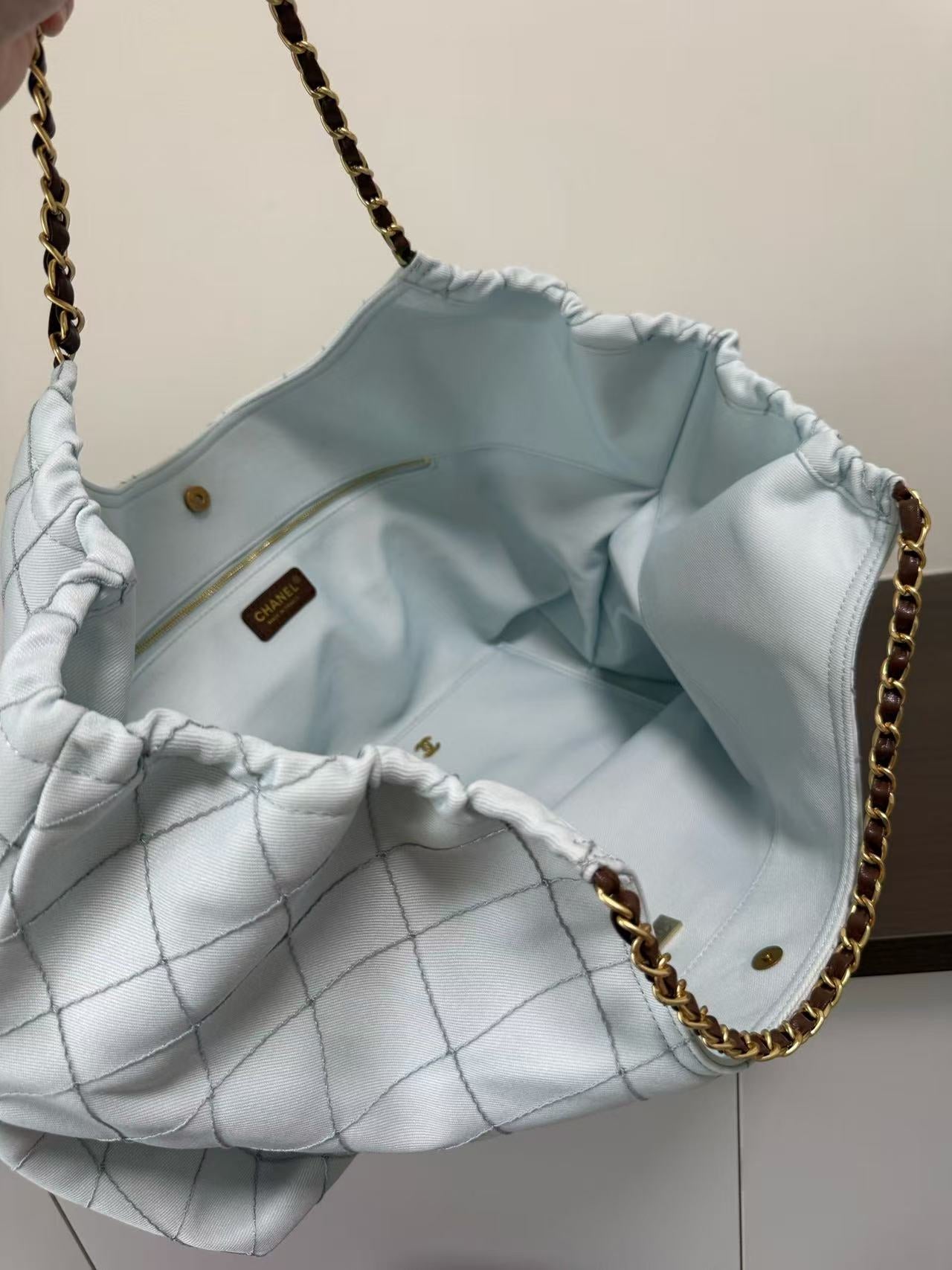 26S light blue canvas beach bag tote bag