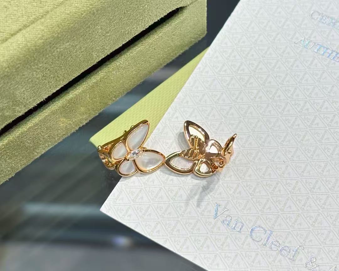💎V Gold Edition💎Va*n Cleef&amp;Arpels Two Butterfly White Mother Butterfly Series Necklace/Earrings