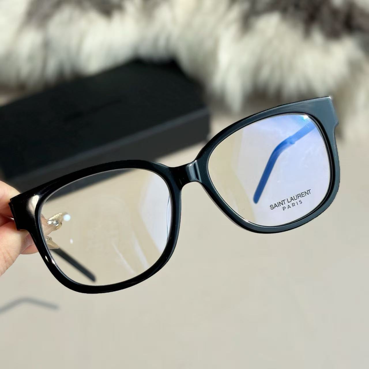 Sain*t Lauren*t Capsule Series SL M480 AF Square Frame Thin Leg Black Gold Optical Glasses