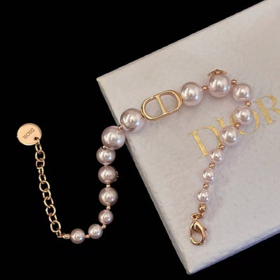 Dio*r 30 Montaigne CD pink pearl short necklace/bracelet