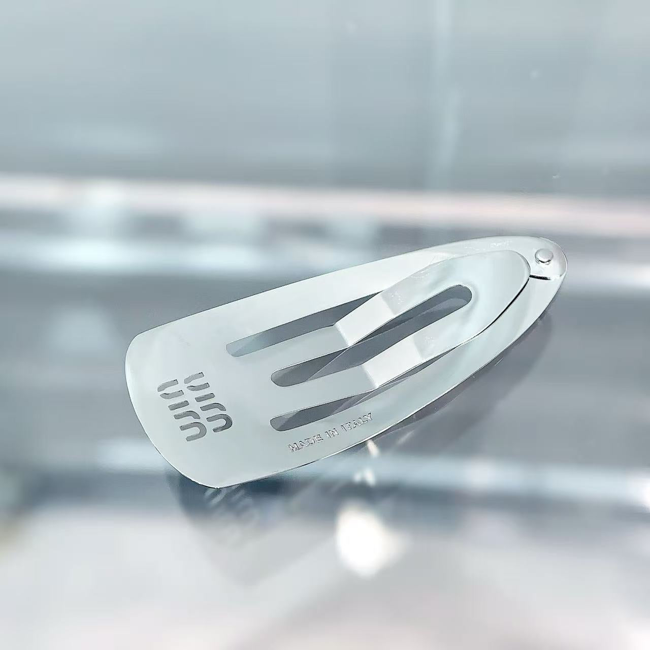 Miumi*u Hollow Logo Metal Side BB Hair Clip