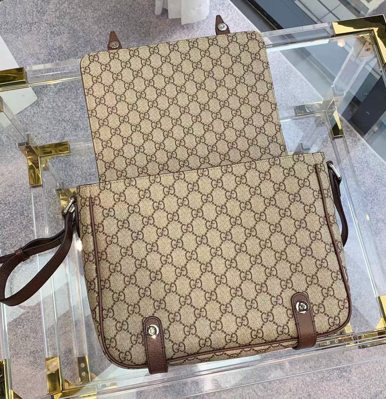 Gucc*i high-end artificial canvas men's 🚹GG postman bag